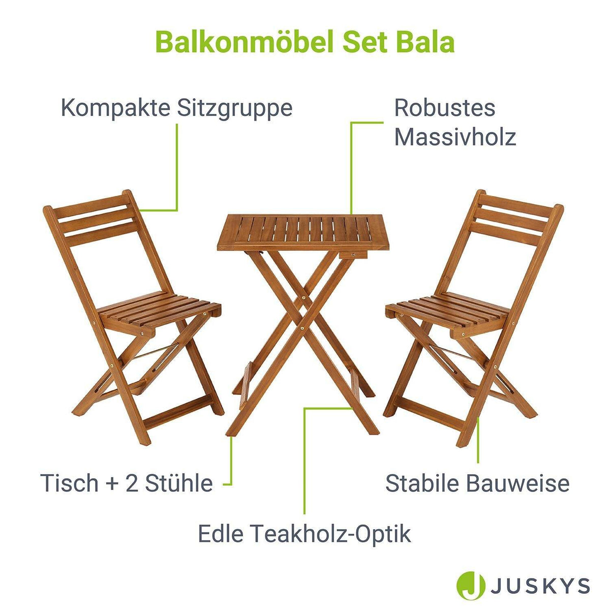 3-teilige Sitzgarnitur Balkonmöbel Set Bala - Palo24