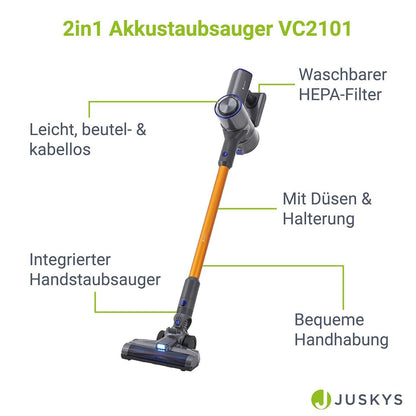 2-in-1-Akkustaubsauger VC2101 - Grau & Gold - Palo24