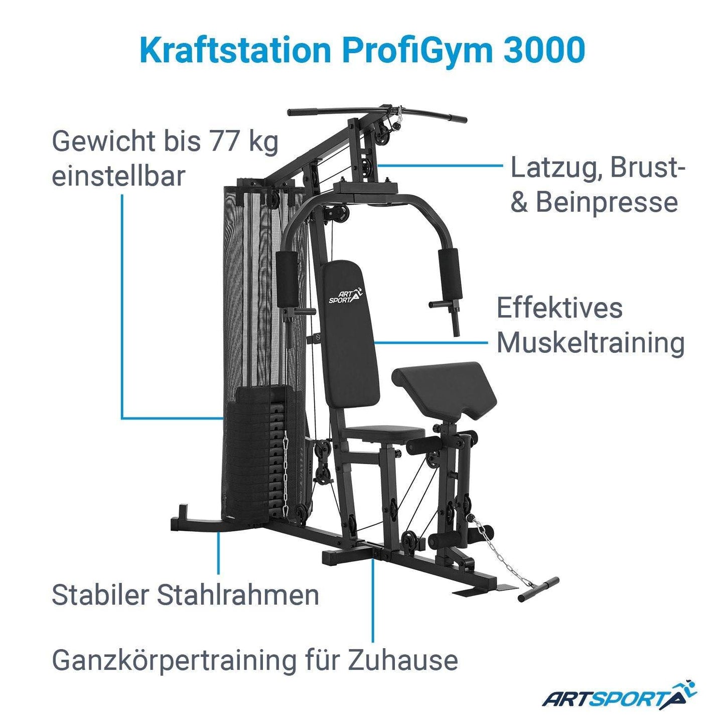 Kraftstation ProfiGym 3000 mit 14 Gewichte - Palo24