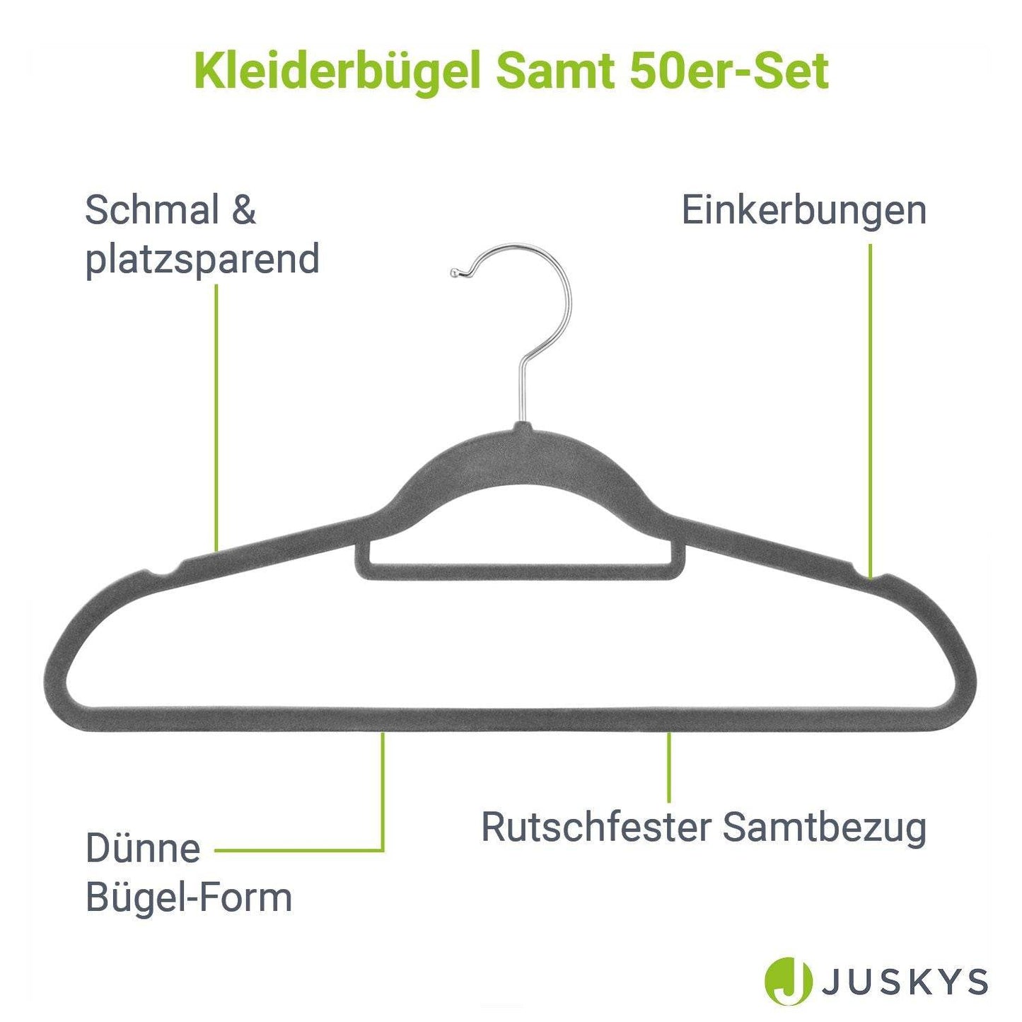 Kleiderbügel Samt 50er Set Grau - Palo24
