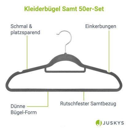 Kleiderbügel Samt 50er Set Grau - Palo24