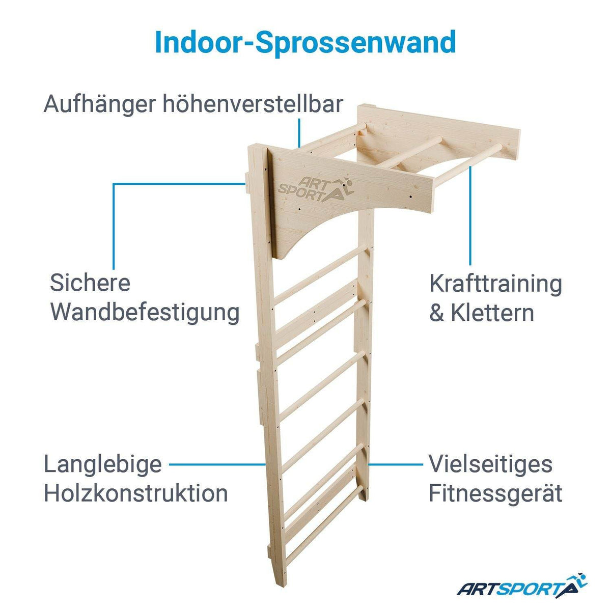 Holz Sprossenwand für Erwachsene - Natur - Palo24
