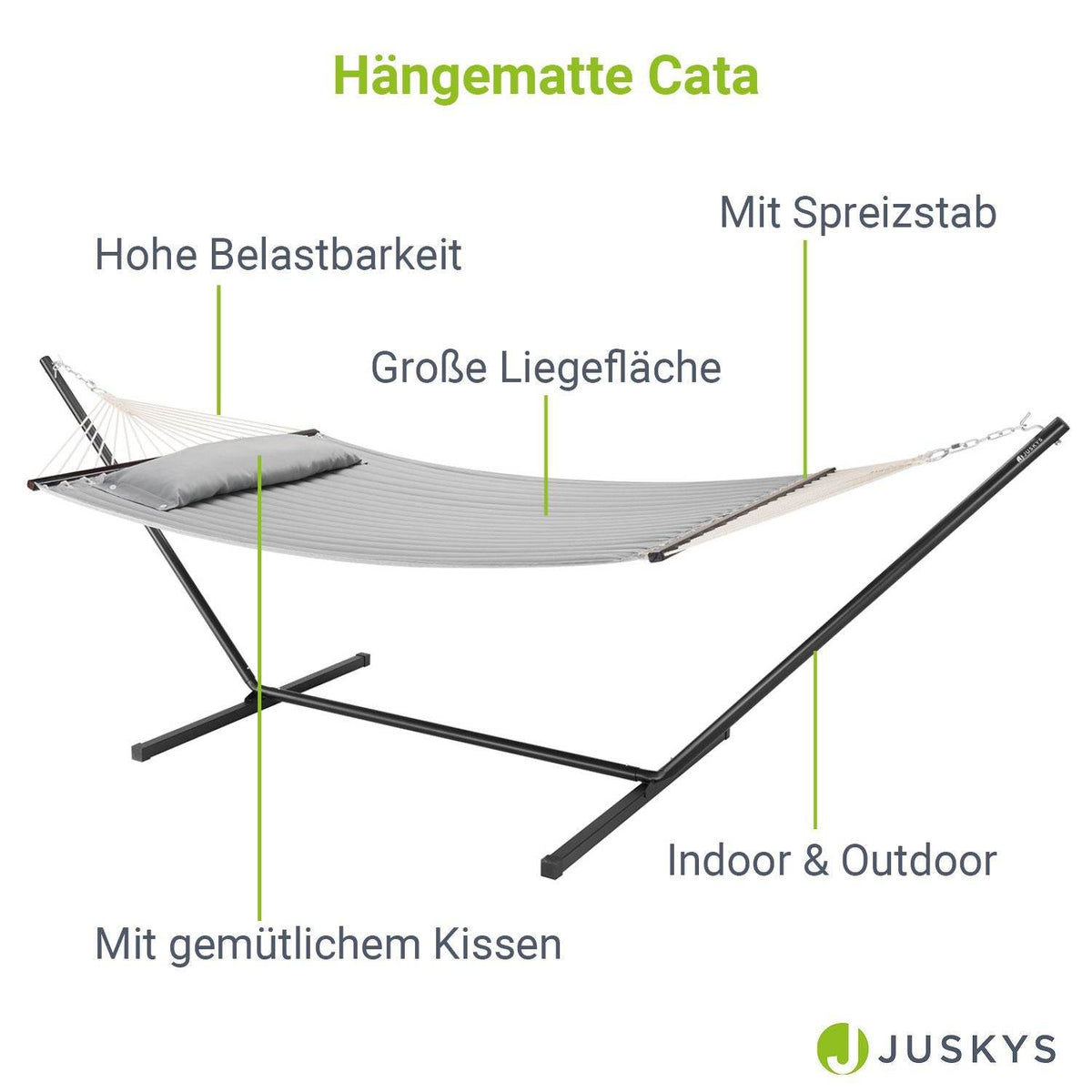 Hängematte Cata mit Gestell und Kissen - Hellgrau - Palo24