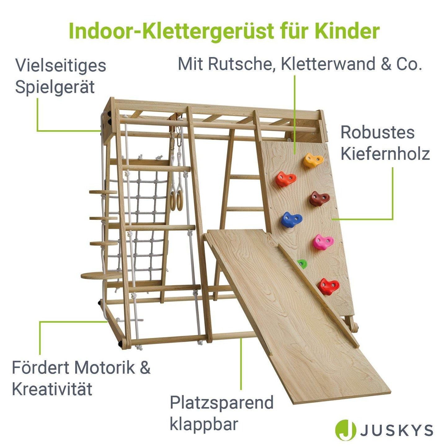 Maxi Klettergerüst für Kinder mit Rutsche - Natur - Palo24