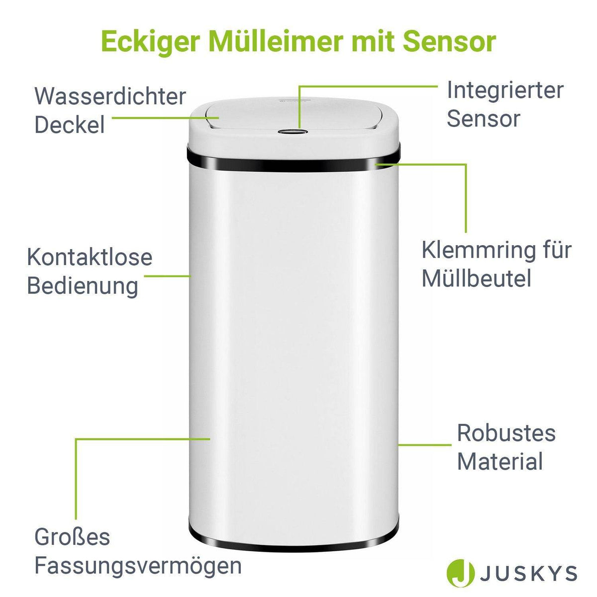 Automatischer Mülleimer mit Sensor - 70L Weiss - Palo24