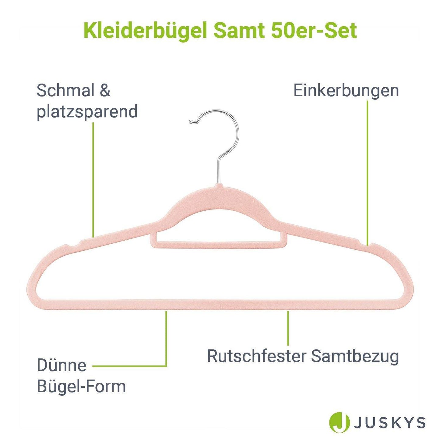 Kleiderbügel Samt 50er Set Rosa - Palo24