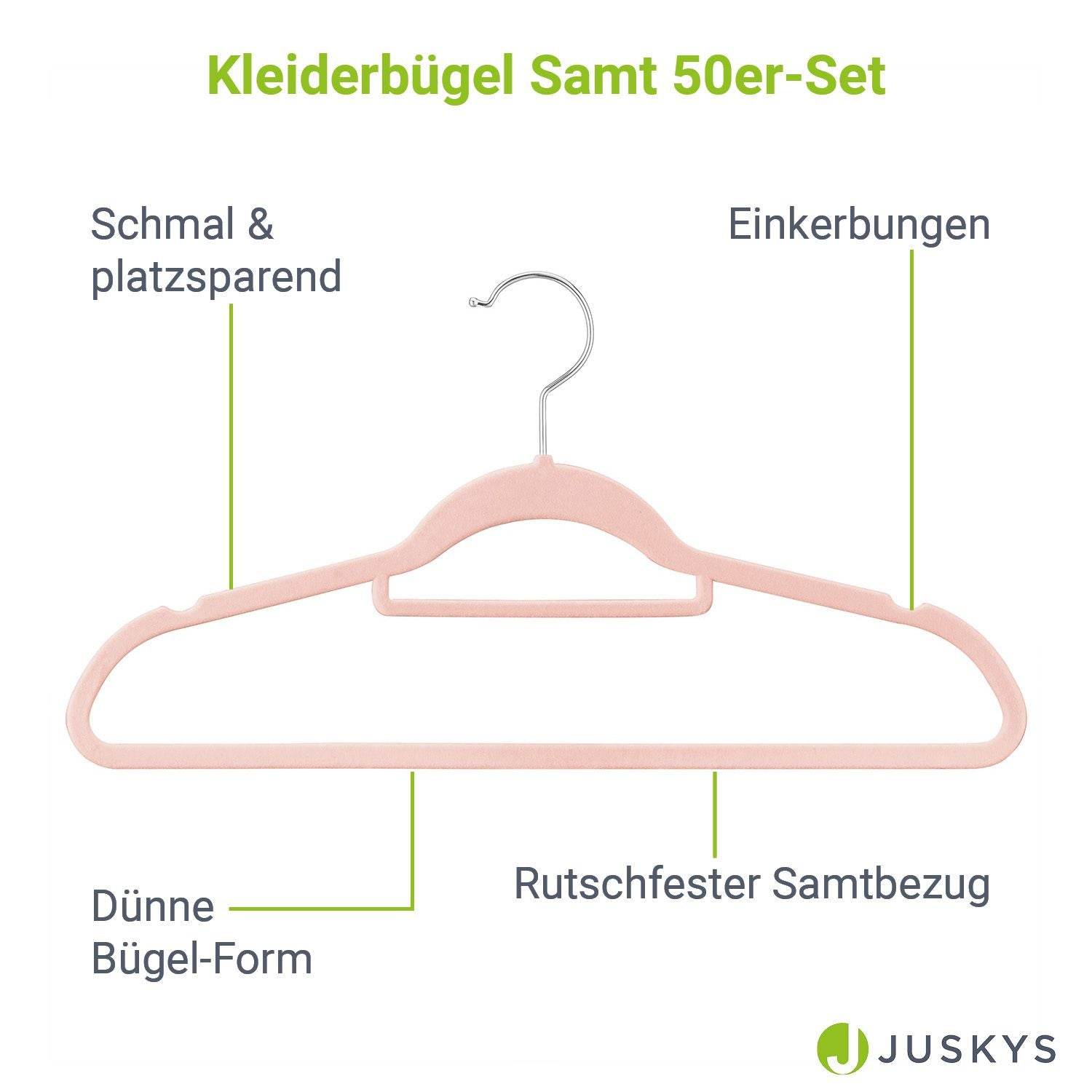 Kleiderbügel Samt 50er Set Rosa - Palo24