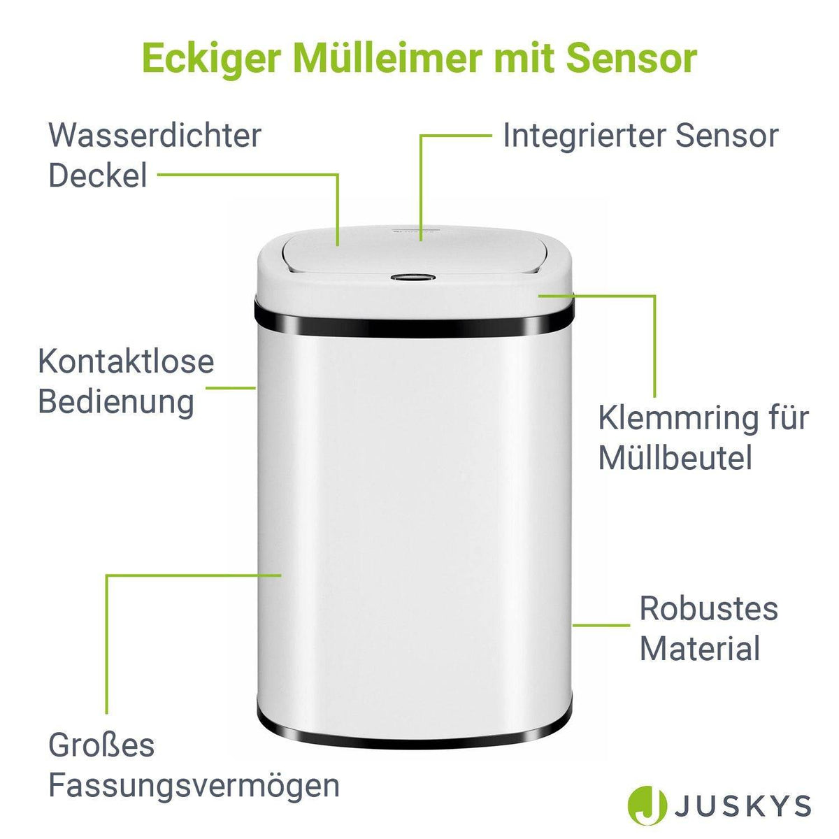 Automatischer Mülleimer mit Sensor - 50L Weiss - Palo24