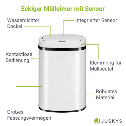 Automatischer Mülleimer mit Sensor - 50L Weiss - Palo24