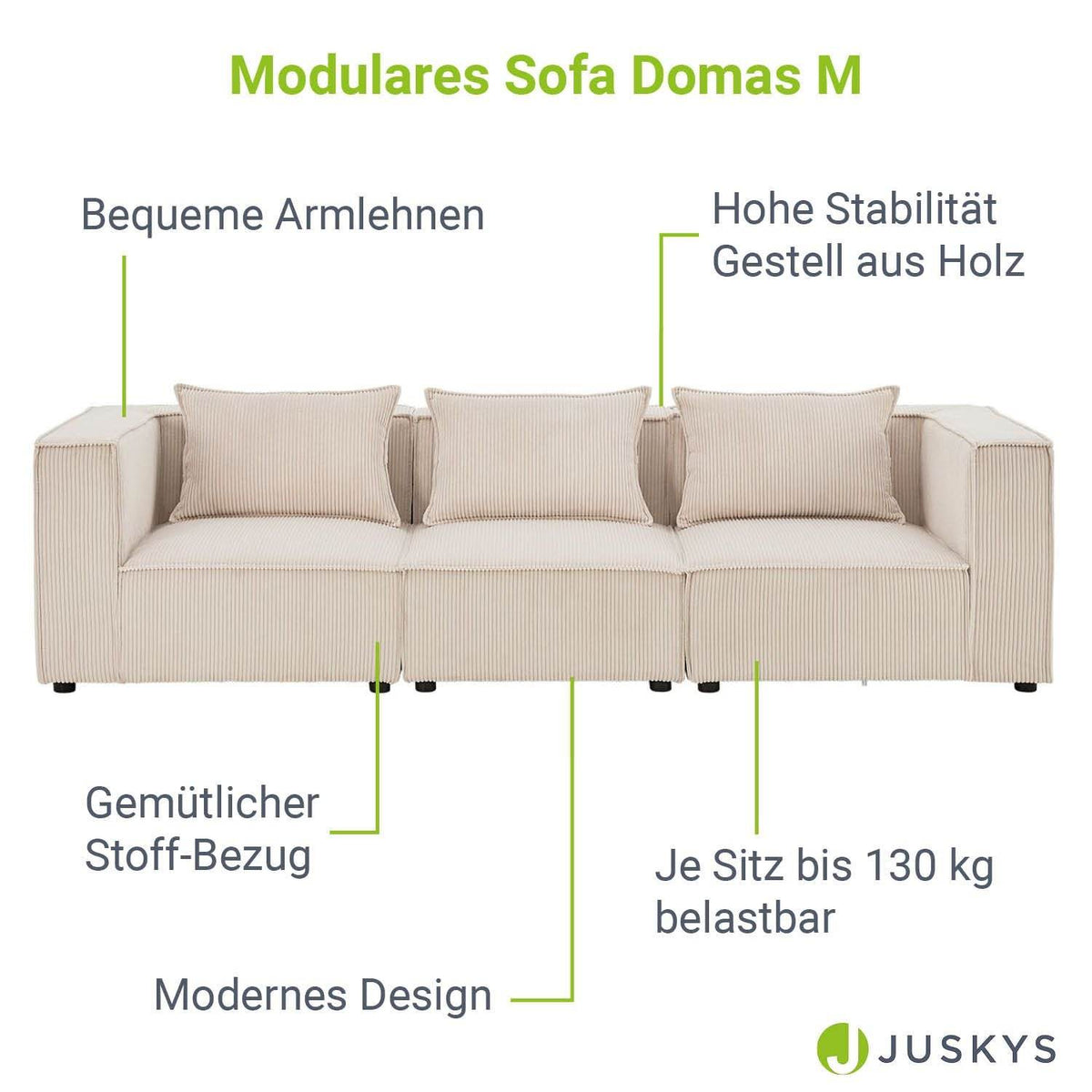 Modulares Sofa Domas M - 3 Sitzer Beige - Palo24