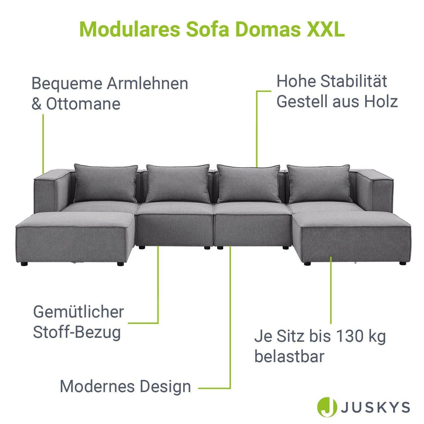 Modulares Sofa Domas XXL - Wohnlandschaft Dunkelgrau - Palo24