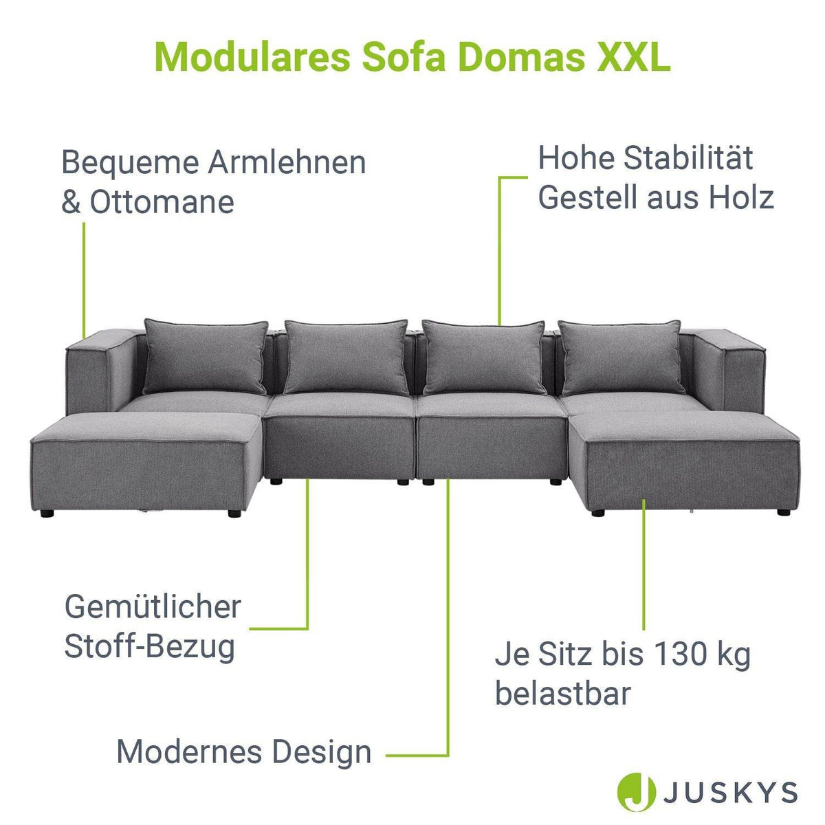 Modulares Sofa Domas XXL - Wohnlandschaft Dunkelgrau - Palo24
