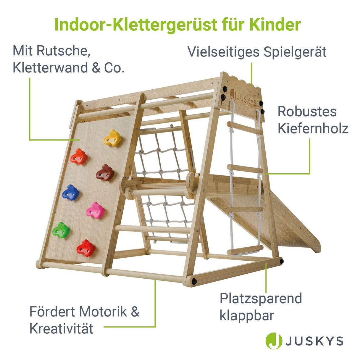 Mini Klettergerüst für Kinder mit Rutsche - Natur - Palo24