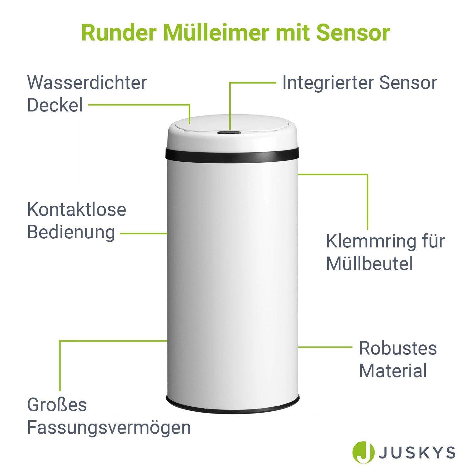 Automatischer Mülleimer mit Sensor - 40L Weiss - Palo24