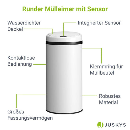 Automatischer Mülleimer mit Sensor - 40L Weiss - Palo24