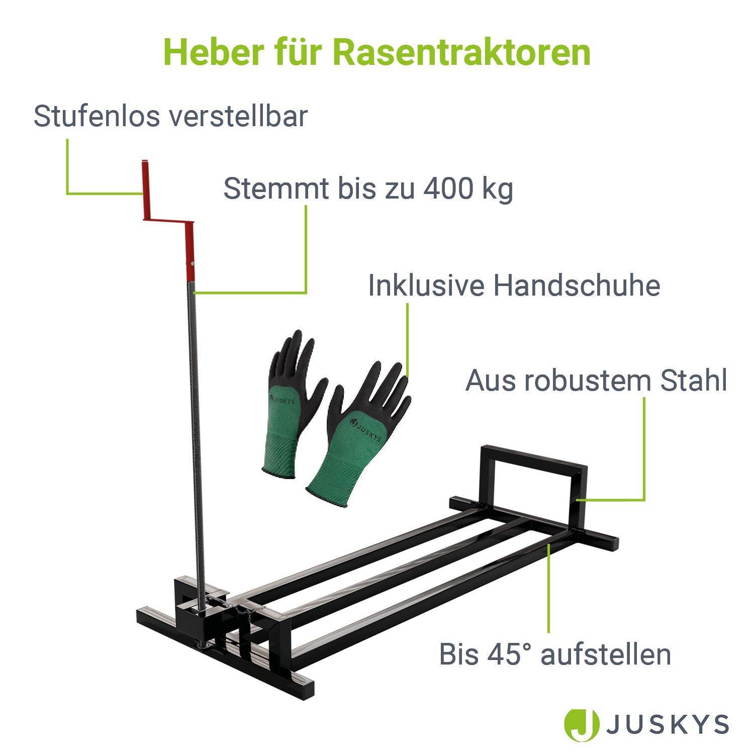 Rasentraktorheber mit Handschuhen - Schwarz - Palo24