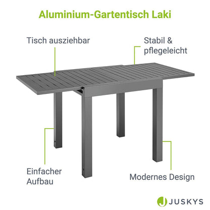 Alu Gartentisch Laki 70x70 cm ausziehbar - Anthrazit - Palo24