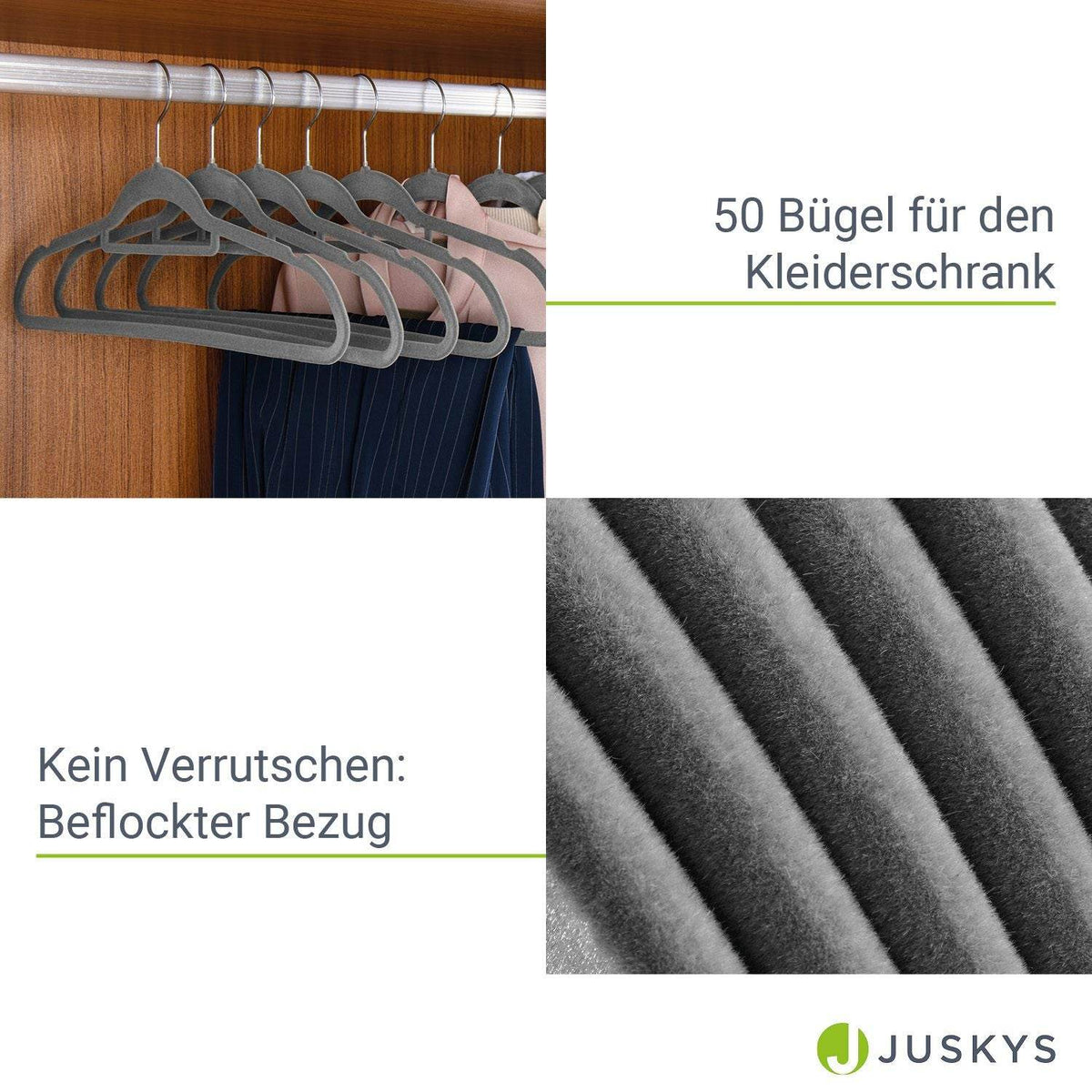 Kleiderbügel Samt 50er Set Grau - Palo24