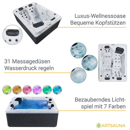 Outdoor Whirlpool Oasis mit LED Massagedüsen - Palo24