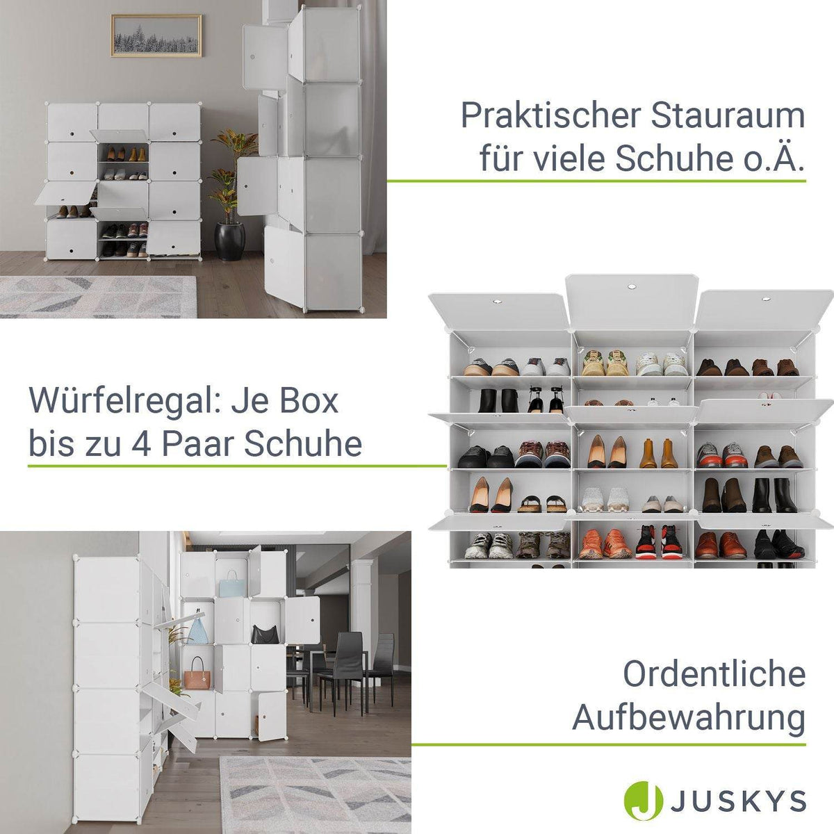 Würfel Schuhregal für 48 Paar Schuhe - Weiss - Palo24