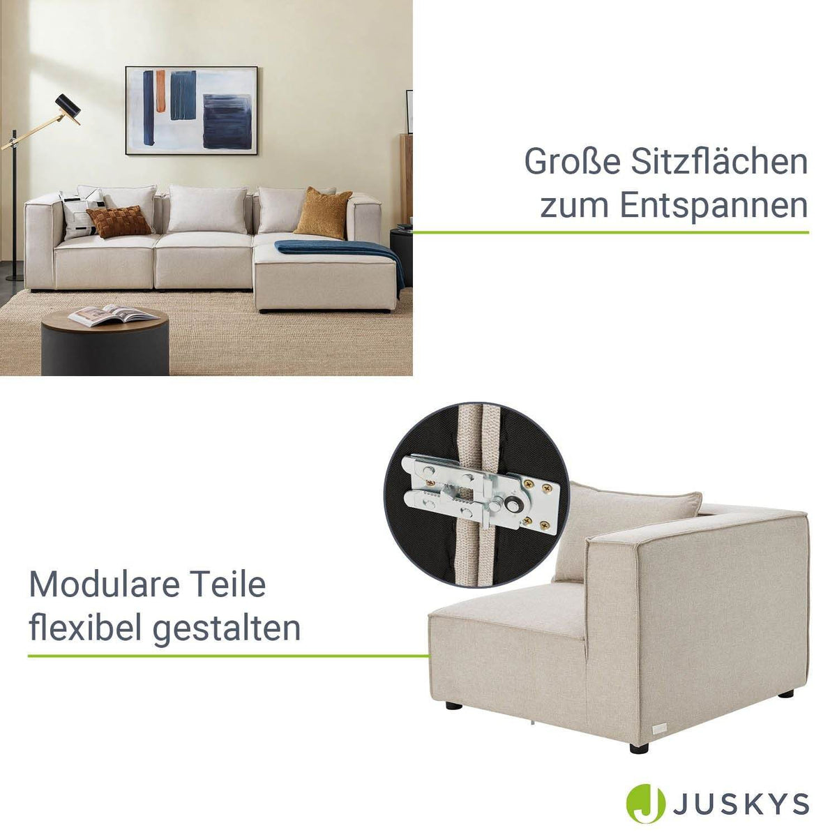 Modulares Sofa Domas L - 3 Sitzer Beige - Palo24