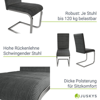 Freischwinger Stuhl Vegas 2er-Set Cord - Dunkelgrau - Palo24