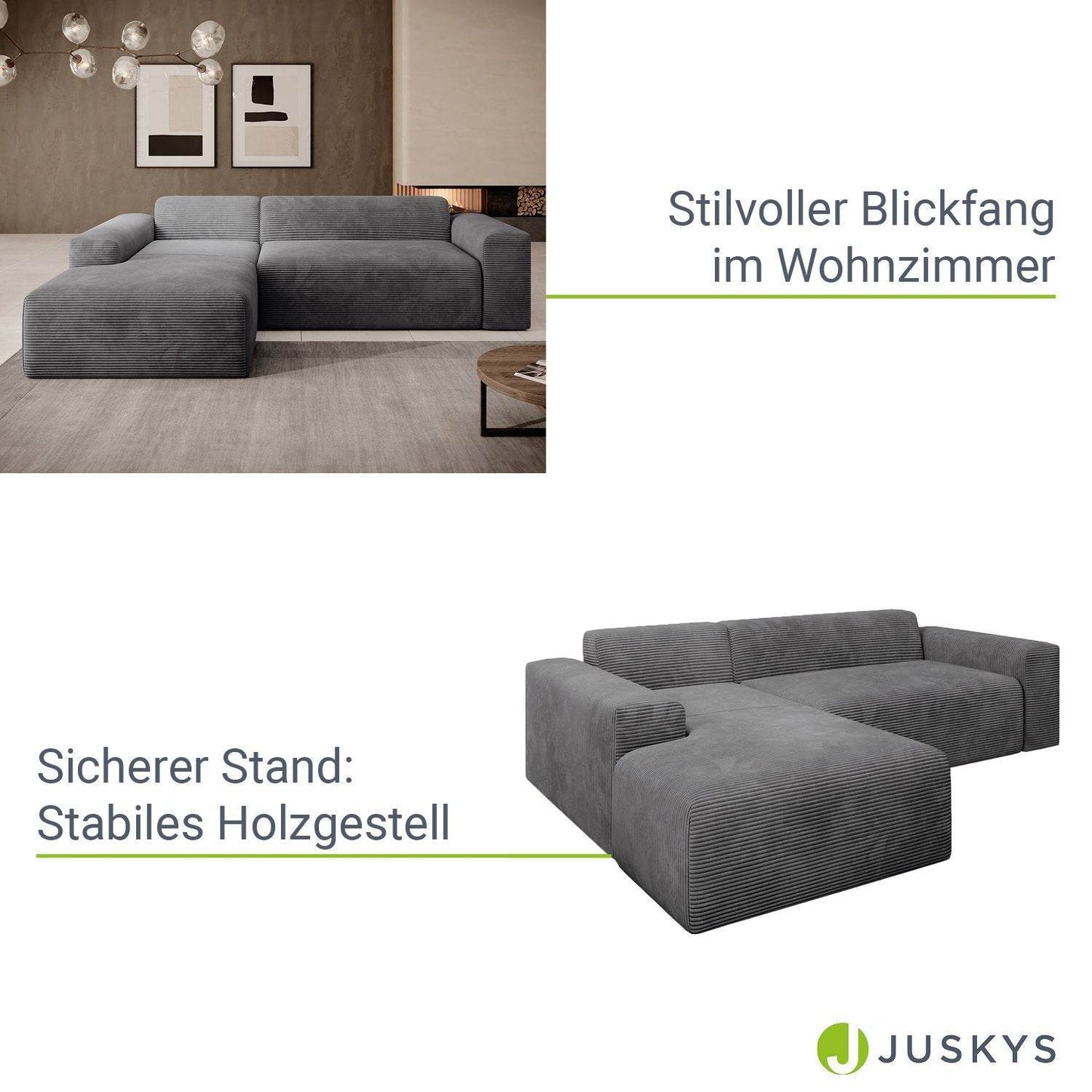 Sofa Vals Links mit PESO-Stoff - Dunkelgrau - Palo24