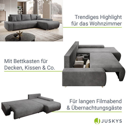 Sofa Iseo Rechts mit Schlaffunktion - Dunkelgrau - Palo24
