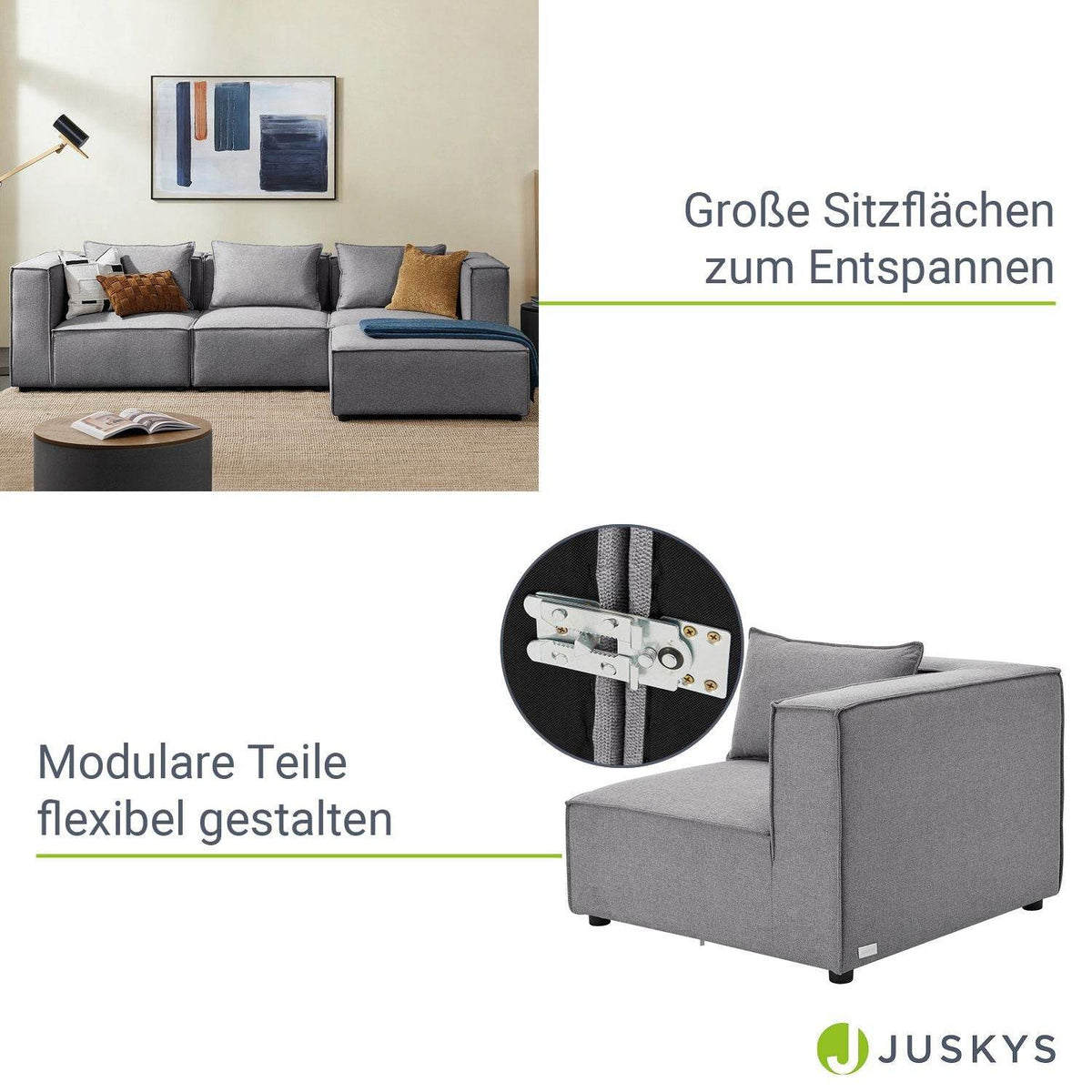 Modulares Sofa Domas L - 3 Sitzer Dunkelgrau - Palo24