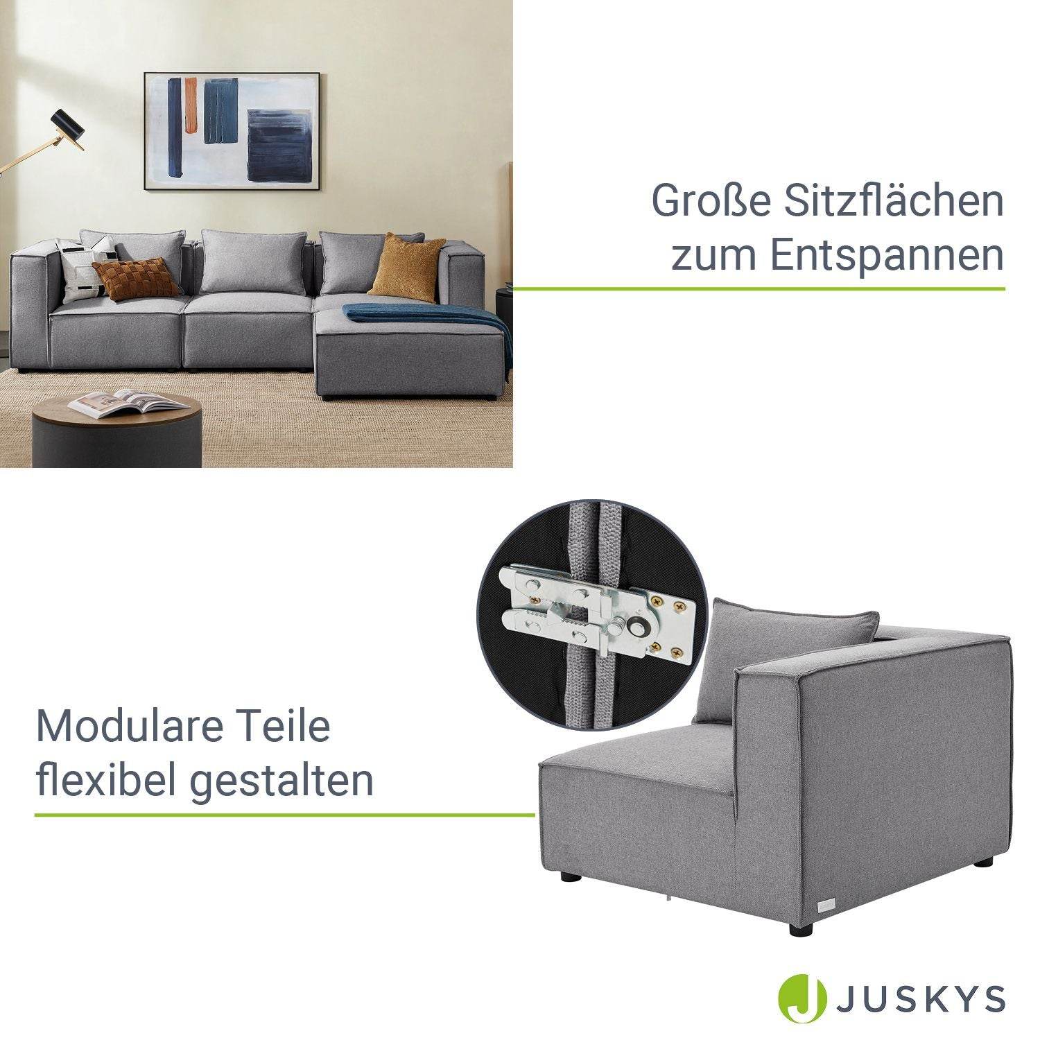 Modulares Sofa Domas L - 3 Sitzer Dunkelgrau - Palo24