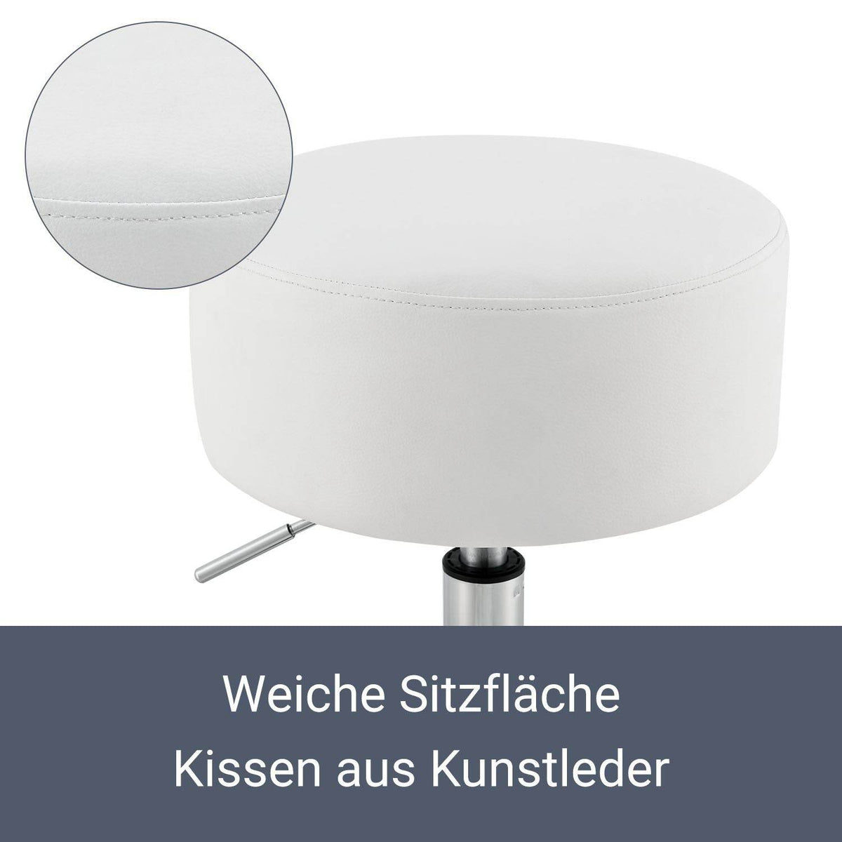 Schminktisch-Hocker Höhenverstellbar Tonia Weiss-Silber - Palo24