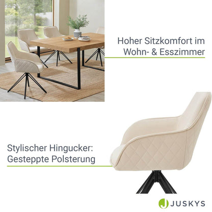 Esszimmerstuhl Drehstuhl Clyde mit Armlehne Samt Beige - Palo24