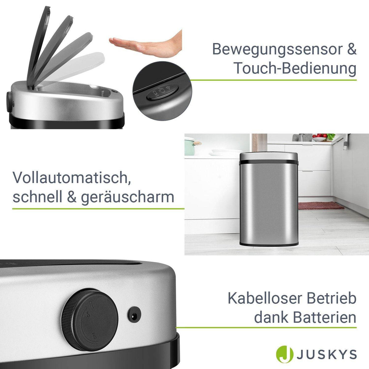 Automatischer Mülleimer mit Sensor - 50L Silber - Palo24
