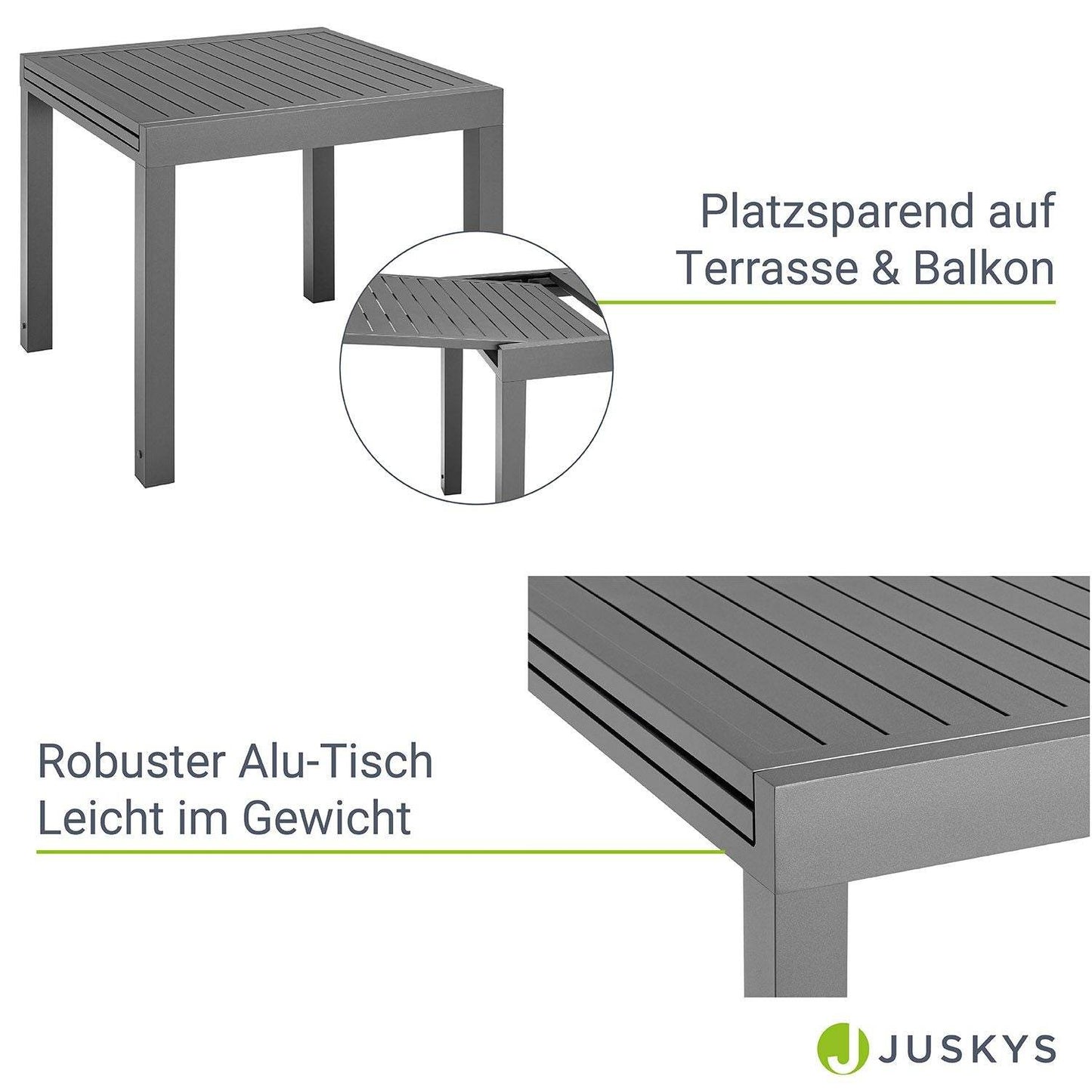 Alu Gartentisch Laki 80x80 cm ausziehbar - Anthrazit - Palo24