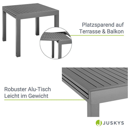 Alu Gartentisch Laki 80x80 cm ausziehbar - Anthrazit - Palo24