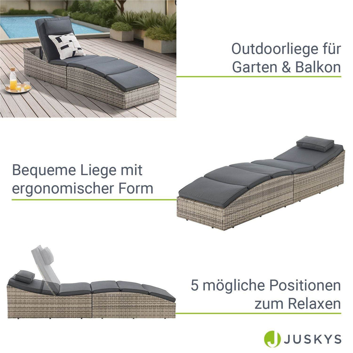 Faltbare Polyrattan Sonnenliege Lamia - Palo24