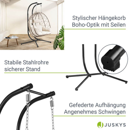 Polyrattan Doppel Hängesessel Aria mit Gestell - Beige - Palo24