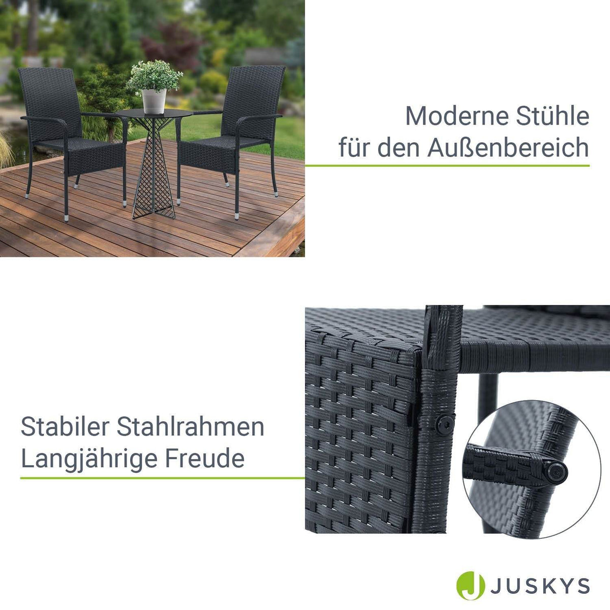 Polyrattan Gartenstühle Yoro 2er Set - Palo24