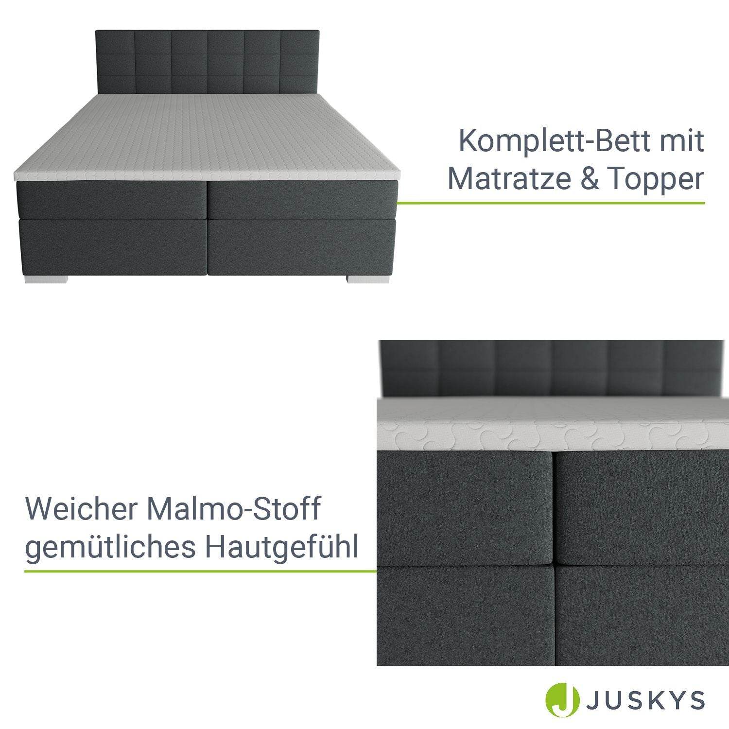 Boxspringbett Seattle 180x200 cm - Dunkelgrau - Palo24