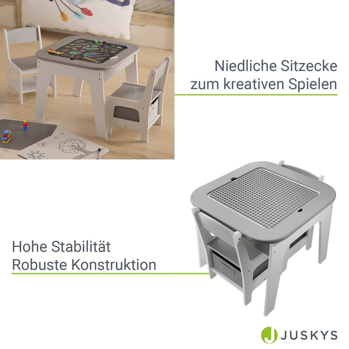 Kindersitzgruppe Milou mit 2 Stühlen & 1 Tisch - Grau - Palo24