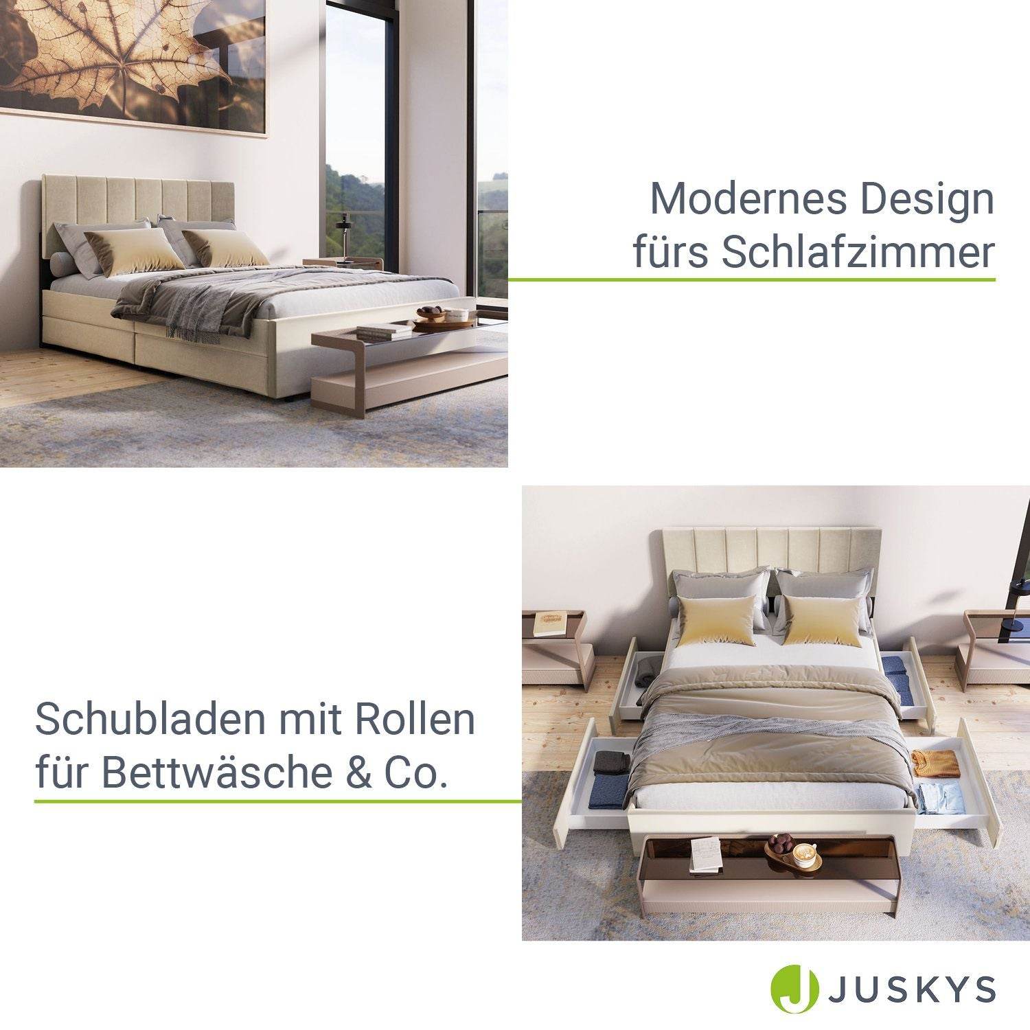 Polsterbett Soria mit Schubladen 140 x 200 Beige - Palo24