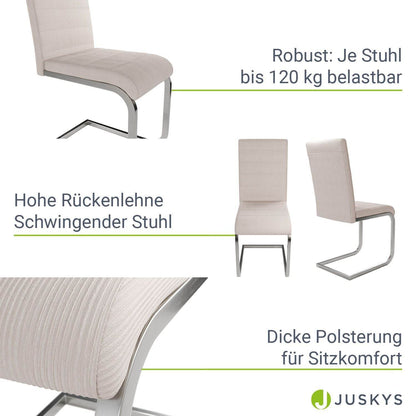 Freischwinger Stuhl Vegas 2er-Set Cord - Beige - Palo24