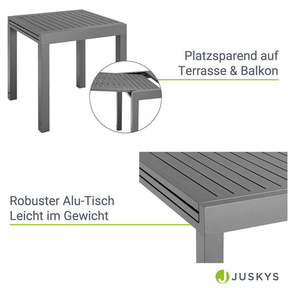 Alu Gartentisch Laki 70x70 cm ausziehbar - Anthrazit - Palo24
