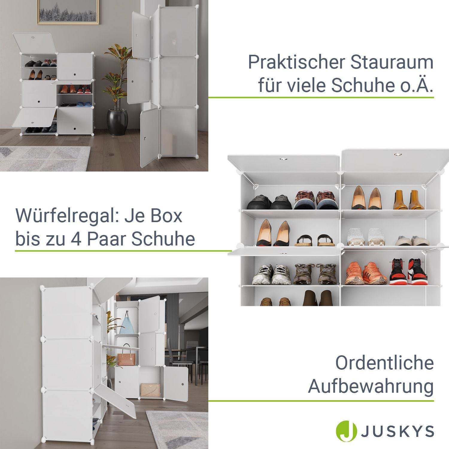 Würfel Schuhregal für bis zu 24 Paar Schuhe - Weiss - Palo24