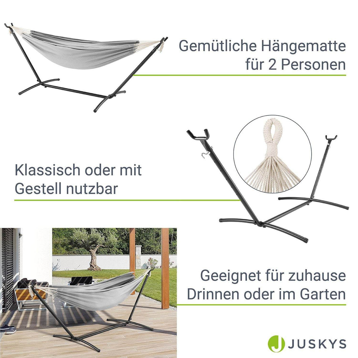 Hängematte Paya mit Gestell - Hellgrau - Palo24