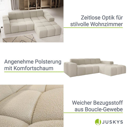 Sofa Merano Rechts - Boucle-Gewebe in Creme - Palo24