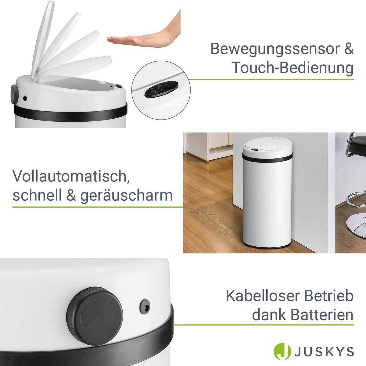 Automatischer Mülleimer mit Sensor - 40L Weiss - Palo24