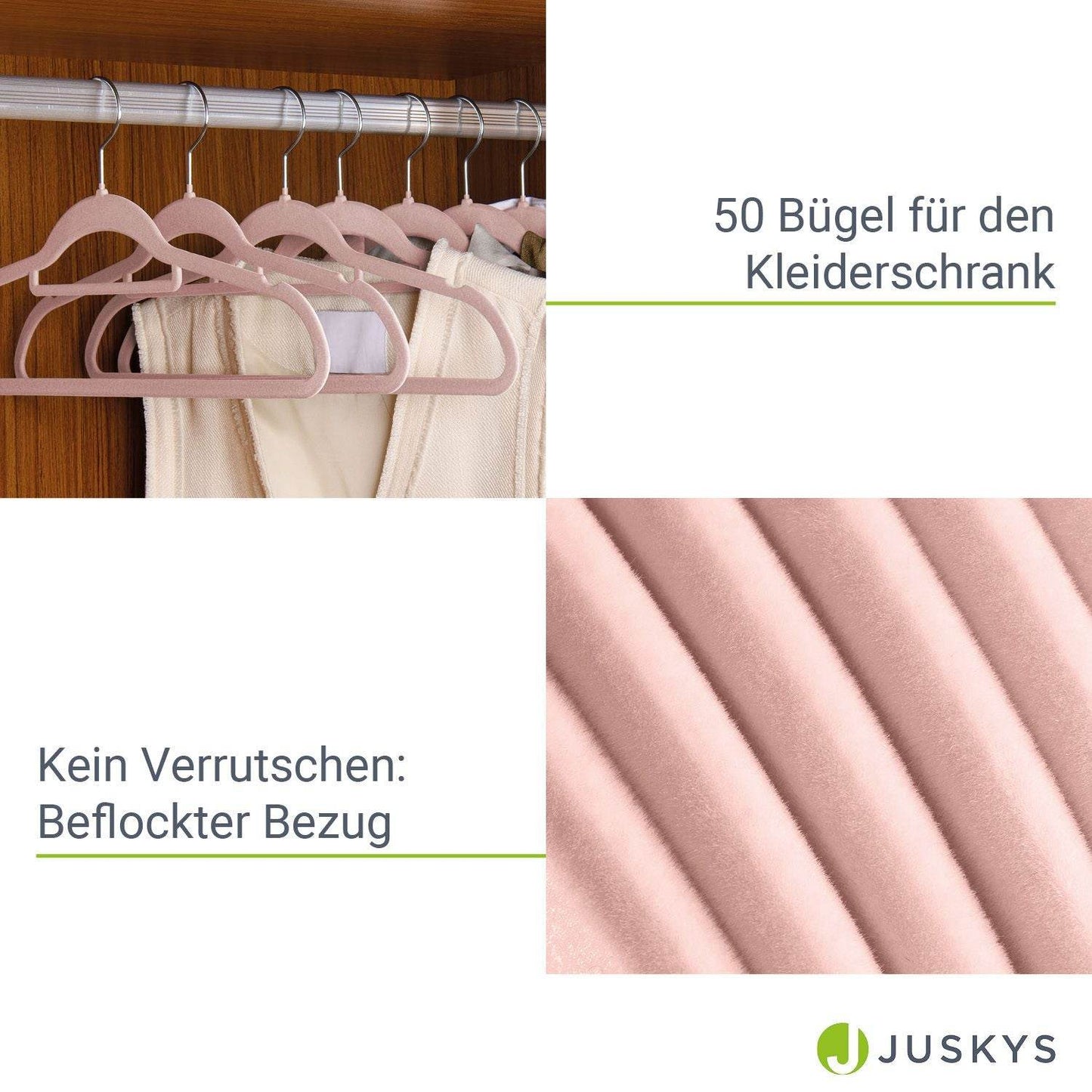 Kleiderbügel Samt 50er Set Rosa - Palo24