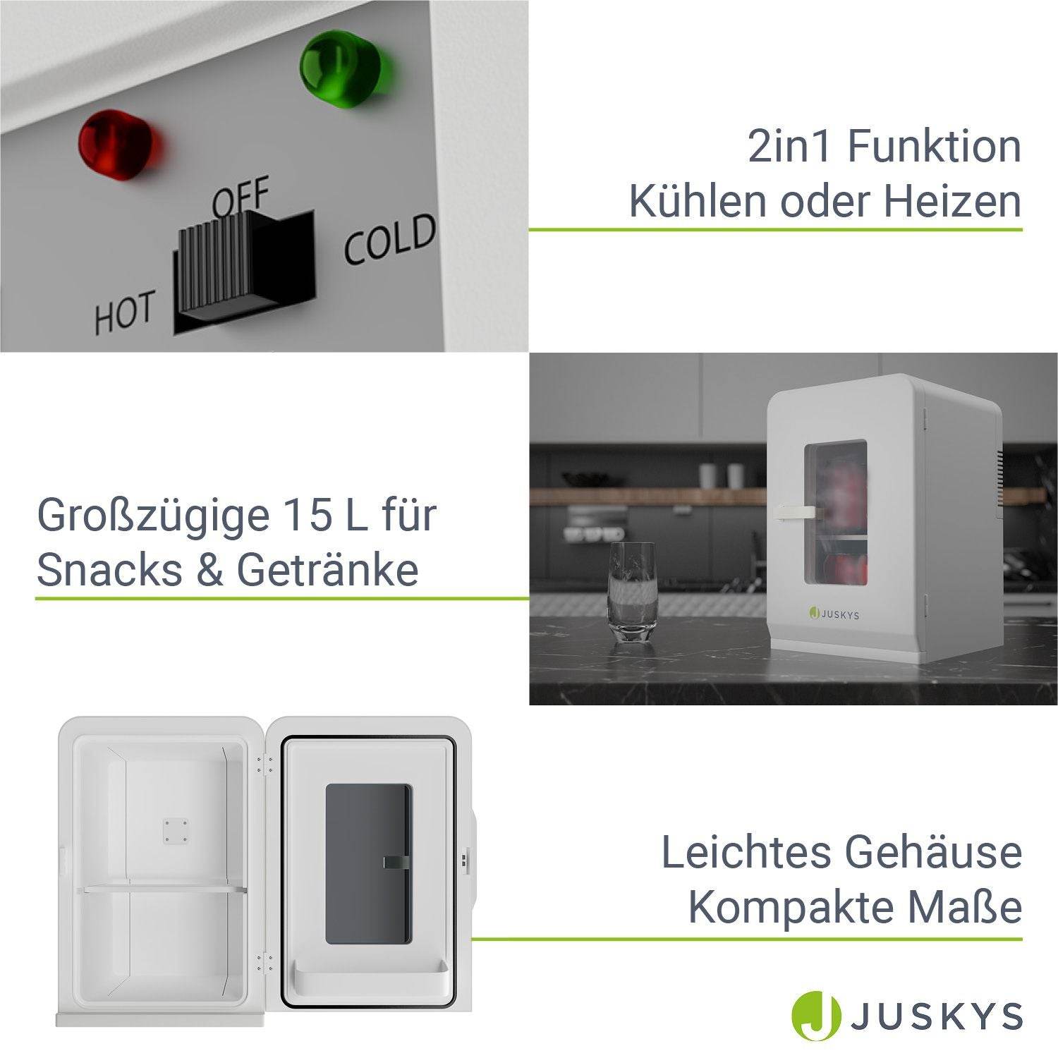 Mobiler 2in1 Mini-Kühlschrank 15 l Weiss - Palo24