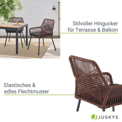 6er Set Gartenstühle Rope Kastos Dunkelbraun - Palo24